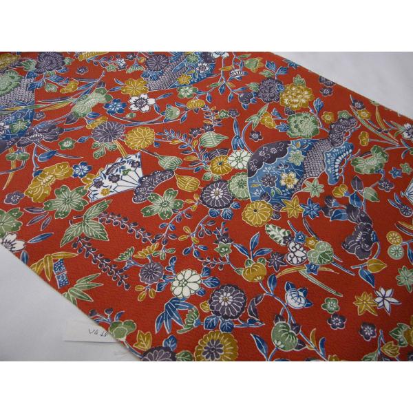 小紋 紋意匠 型友禅 桜尽くし 藍鼠色 正絹 反物