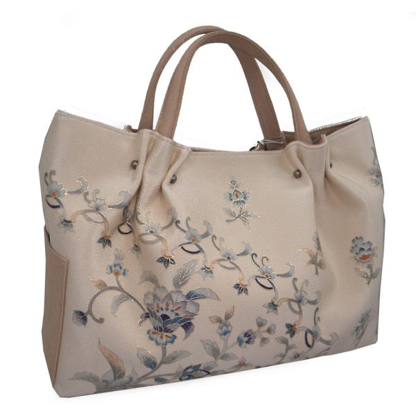 岡重 OKAJIMA 和装用バッグ G ライン3345 手描き友禅バッグ アイボリー