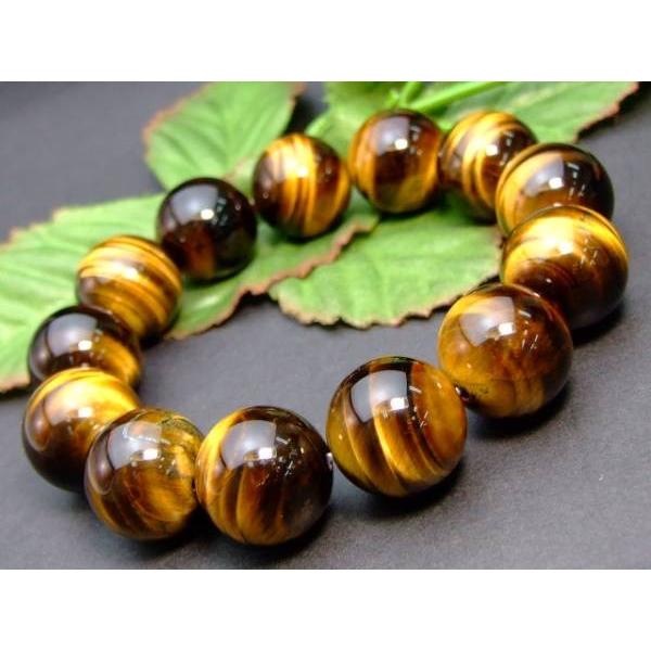 ≪26446≫○16mm○AA 黄虎目石 タイガーアイ○ブレスレット○内径17cm