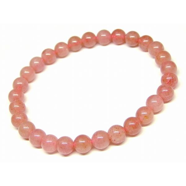 カザフスタン産ストロベリークォーツ苺＆ラリマー桜型天然石ブレスレット ストロベリークォーツ（カザフスタン産）｜3月28日新着 | premium