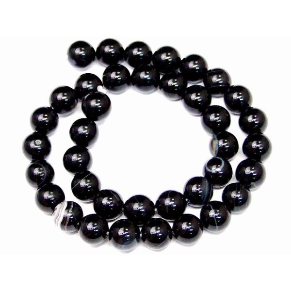 天然石 オニックス ≪g3-460F≫縞オニキス○10mm○A○1連39cm 通し針、解説書、1mゴム