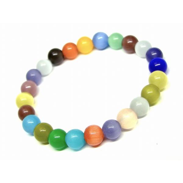 人工石 パワーストーン 56066 8mm ミックス キャッツアイ 猫目石