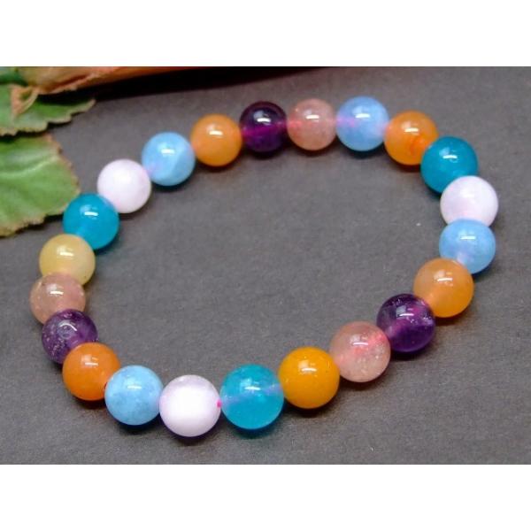 天然石 パワーストーン 60054 8mm アクアマリン アメジスト ローズ