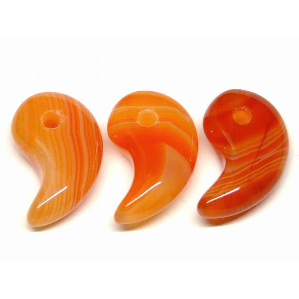 天然石 パワーストーン 66449H 縞瑪瑙 勾玉 18mm×12mm 3A 1個売り