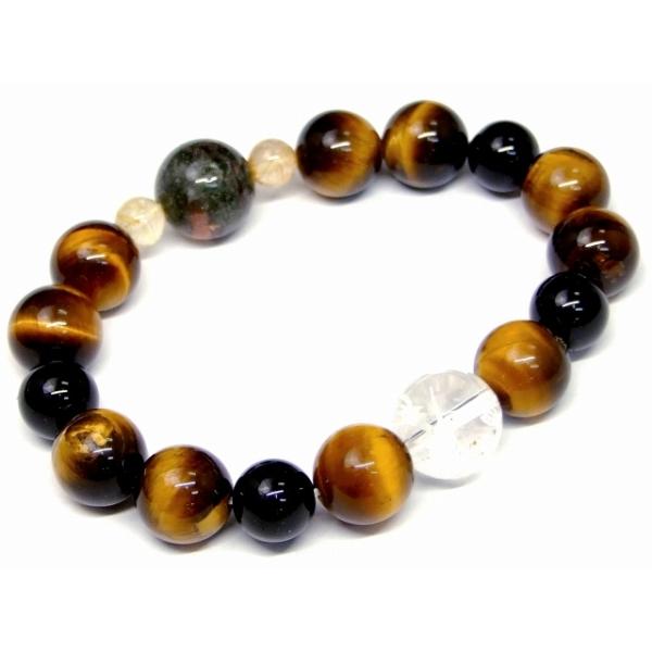 天然石 パワーストーン 67583 タイガーアイ オニキス 水晶龍素彫り