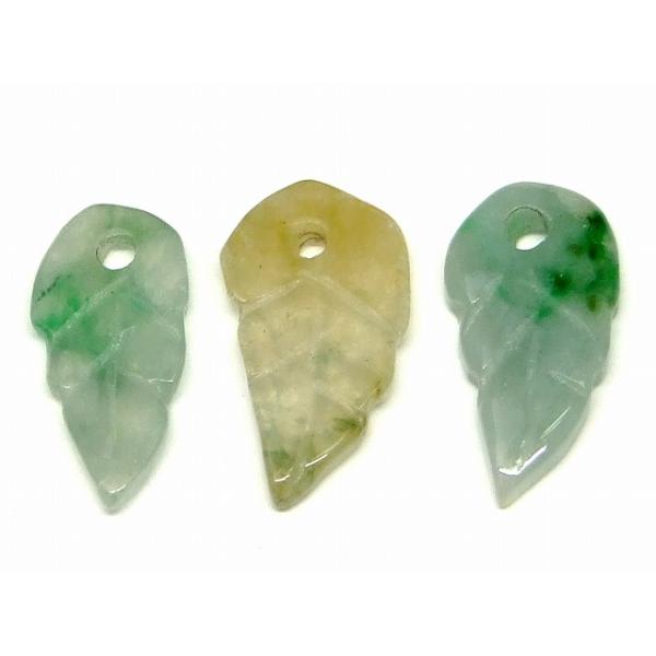 ≪g3-20K≫今月30％off ミャンマー翡翠 ヒスイ 葉っぱ リーフ 17mm