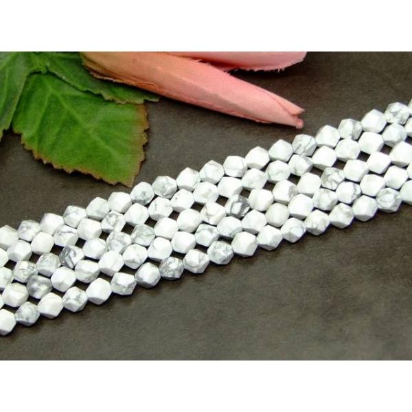 天然石 パワーストーン g3-335A ハウライト 6mm スターカット 1連38cm