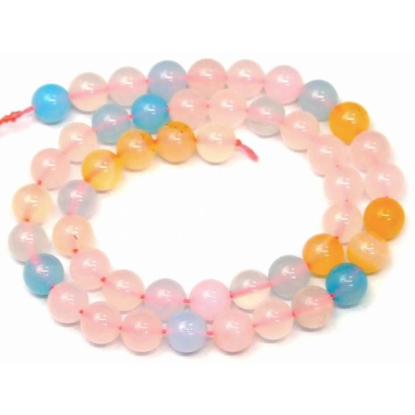 ≪g3-524C≫ミックスカルセドニー 8mm AAA アゲート 1連39cm 通し針