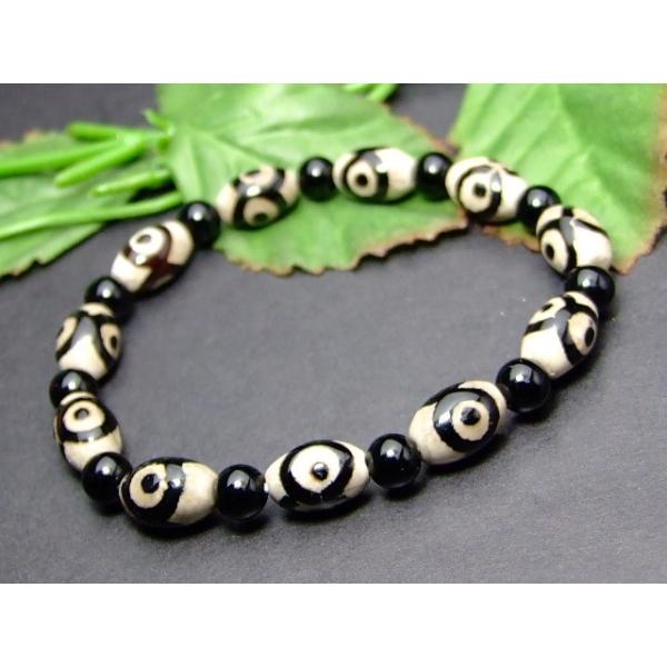 【期間限定半額以下】≪g3-912A≫●12×8mm/6mm●三眼天珠 オニキス●ブレスレット●内径調整可能●卸2200円→1080円●ブラジル産●天然石●パワーストーン