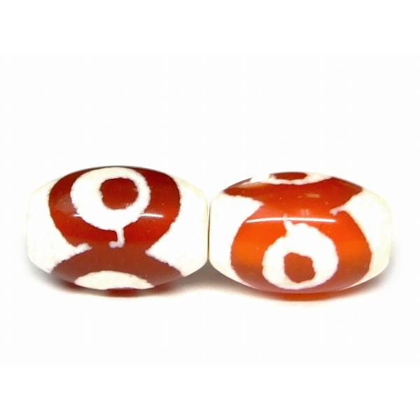 天然石 パワーストーン　　g3-914R　　今月の半額 わけあり 三眼天珠 赤瑪瑙 12mm×8mm 1粒売り メノウ アゲート 送料無料有