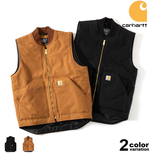80s USA製carharttカーハート　ダックベスト　中綿キルティング　L Carhartt（カーハート） ベスト リラックスフィット ダック ワーク