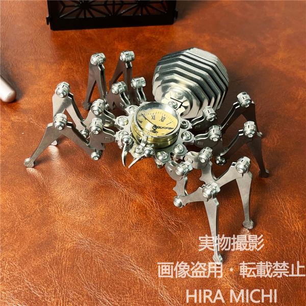 スチームパンクデザイン クモ型卓上時計 金属製 インテリア置き物 アート雑貨 デスク装飾 部屋飾り ユニークギフト おしゃれ 男性 女性 書斎用