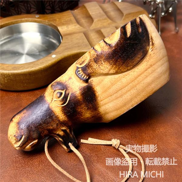 ヘラジカデザイン コーヒーカップ マグカップ 天然木製 アウトドア 登山 キャンプ 調理器具 軽量 携帯便利 バーベキュー ハイキング ギフト