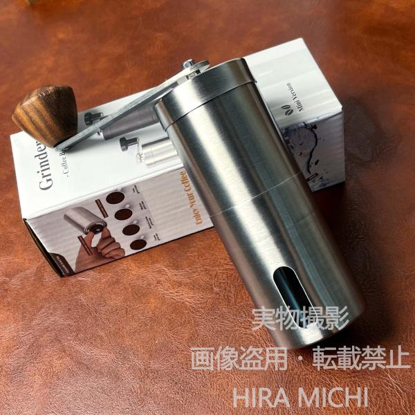 コーヒーミル 手挽き ステンレス製 粒度調整機能付き 木製ハンドル 手動コーヒーグラインダー アウトドア キャンプ 携帯用
