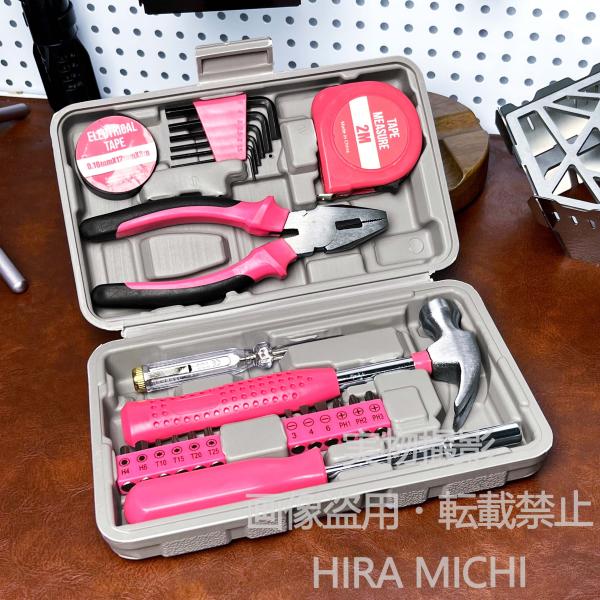 工具セット 24点セット 家庭用 ツールボックス付き DIY 工具箱 ドライバー ペンチ 六角レンチ メジャー ハンマー 精密工具 修理工具 日曜大工 作業工具