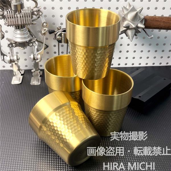 ゴールド 二重壁 ビールコップ コーヒーカップ マグカップ 4個セット ステンレス製 保温保冷 アウトドア キャンプ 調理器具 260ml 収納ケース付き
