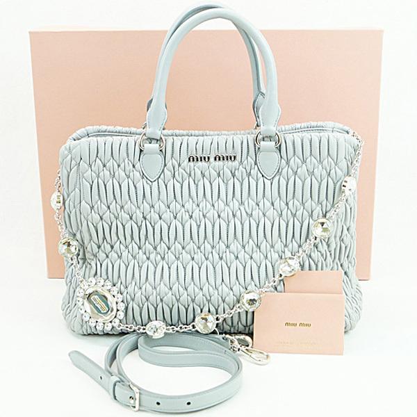 MIU MIU ミュウミュウ ナッパクリスタル トートバッグ 5BA958 ビジュー  