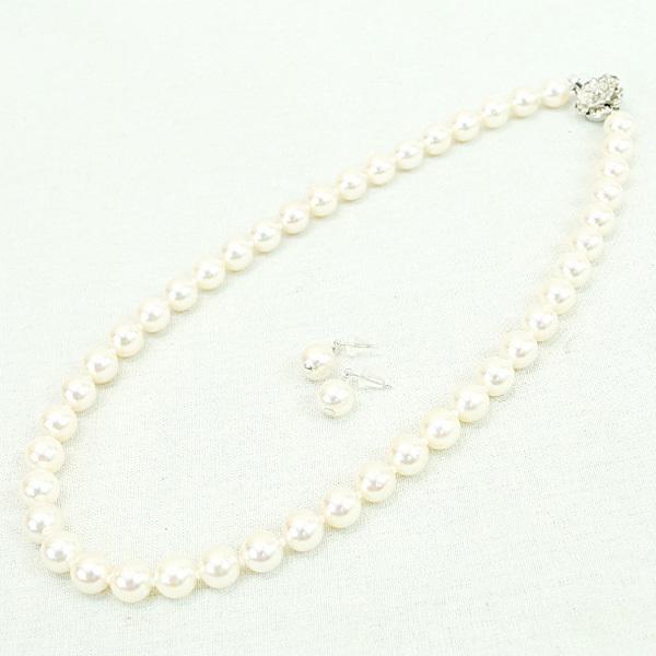 アコヤ真珠 パールネックレス 8.5〜8.7mm 44cm パールピアス 925 
