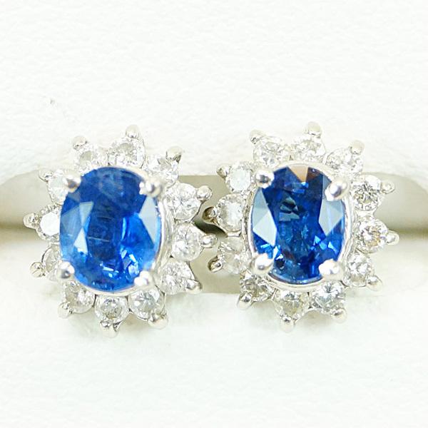 PT900 プラチナ サファイア ダイヤモンド0.18ct/0.18ct ピアス 