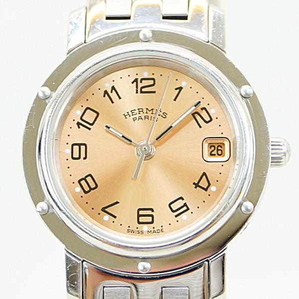 HERMES エルメス クリッパー CL4. ピンク文字盤 レディース 腕時計