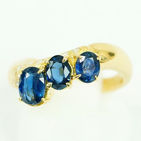 K18 イエローゴールド サファイア1.94ct リング ダイヤモンド0.09ct 12 