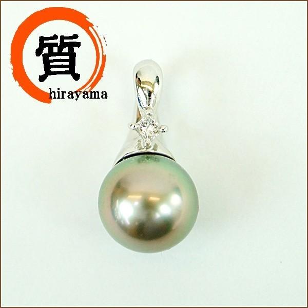 PT850 プラチナ グレーパール 10.3mm ペンダントトップ ダイヤモンド 