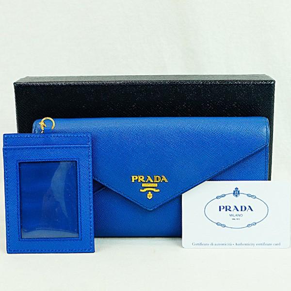 PRADA プラダ 二つ折り長財布 サフィアーノ ブルー 1M1037 レディ―ス 