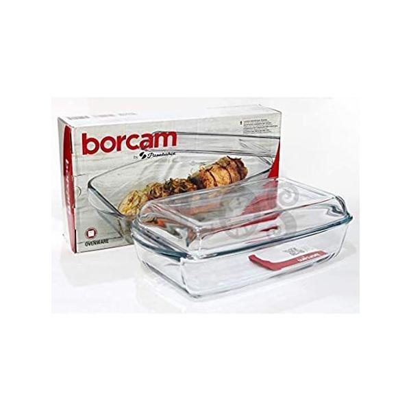 Borcam 長方形キャセロール 蓋付き 1.3クォート 耐熱 オーブン 電子レンジ対応 ホウケイ酸ガラス 59019