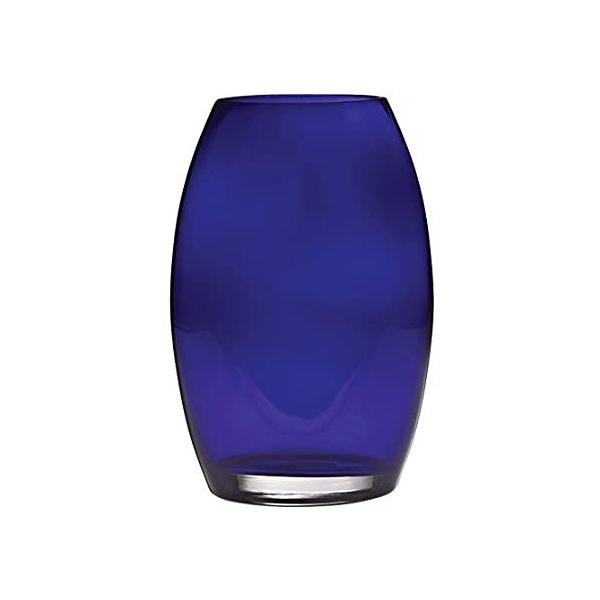 Barski - ハンドメイドガラス - 楕円形の花瓶 - コバルト- 高さ8.5 