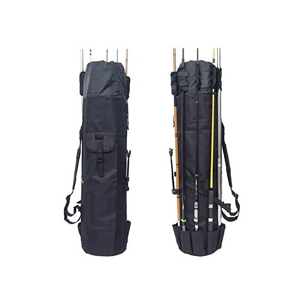 DONQL Fishing Rod Bags Outdoor Fishing Pole Holders Multifunction Camping  Portable Canvas Backpack Case Fish Rod Storage Bag Fishing Rod Case Holding