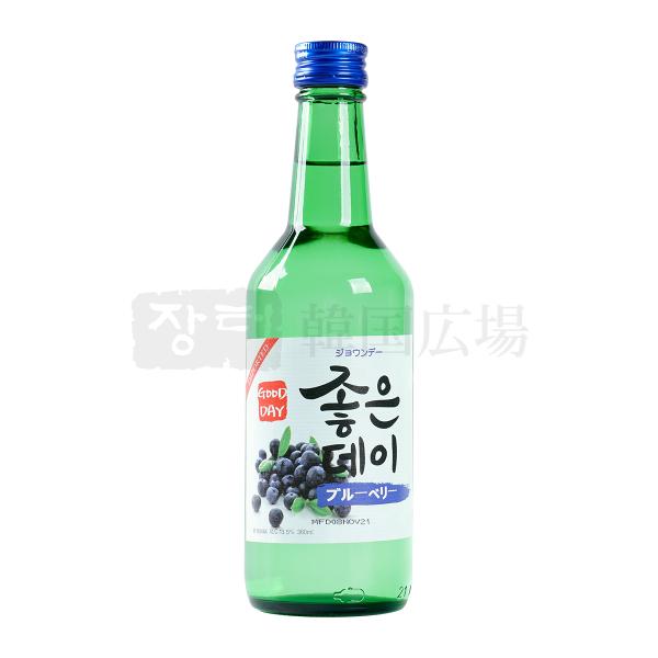 話題のフルーツフレーバー！[品名]　リキュール[アルコール分]　13度以上14度未満[内容量]　360ml[原産国名]　韓国[原材料名]　添加物(ステビア抽出物、キシリトール)、調味料(アミノ酸、ブルーベリー清澄濃縮液等)[輸入者及び引取先...