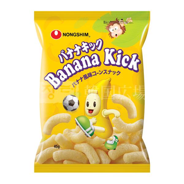 韓国では子供から大人まで愛されているポピュラーなお菓子。バナナの味そのままのスナックです。[名称] スナック菓子[原材料名]　コーングリッツ(遺伝子組換えでない)、砂糖、植物油脂、バナナ粉末、脱脂粉乳、食塩、卵白粉/香料、着色料(ウコン) ...