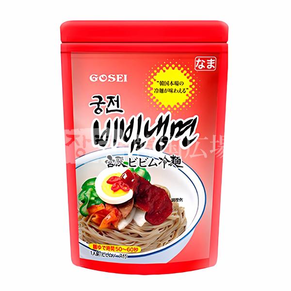 [名称]　ビビンめん（なま）[原材料名]【めん】小麦粉、小麦でん粉、食塩、そば粉/酒精、かんすい【ソース】果糖、砂糖、玉ねぎ、混合調味料（唐辛子粉末、食塩、にんにく、玉ねぎ）、しょうゆ加工品（小麦・大豆を含む）、コチュジャン、醸造酢、唐辛子...