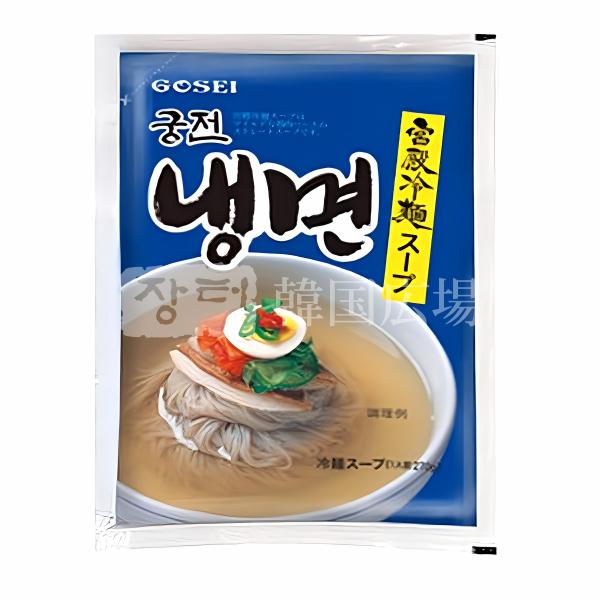 本場韓国の変わらぬ味をそのまま手軽に楽しむ事ができるストレートスープで、使いやすさも抜群です。 [名称]　冷めん（スープ）[原材料名]　サイダー、チキンエキス、醸造酢、砂糖、ビーフエキスパウダー（小麦・大豆を含む）、ビーフエキス、果糖、食塩...