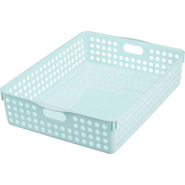 ・効率的な食品収納力とデザインが自慢のバスケットです。・お部屋の小物類はカラフルバスケットで分類収納するのに便利です。・幅(mm)：264・奥行(mm)：353・高さ(mm)：81・色：ライトブルー・ポリプロピレン・生産国 日本・JANコー...