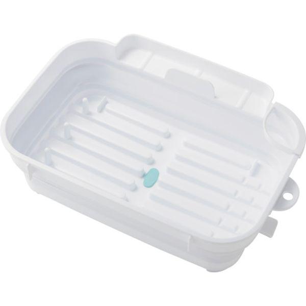 ・立つ水切りバスケットです。・使用後はおりたたんでコンパクトに収納できます。・色：ホワイト・容量(L)：6.8・外形寸法(mm)奥行：276・外形寸法(mm)高さ：125・外形寸法(mm)幅：398・水抜き栓付・折り畳み時寸法：398×27...