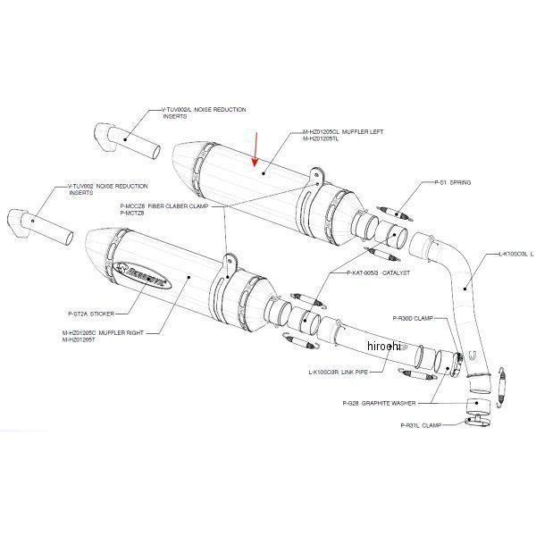 M-HZ01205CL AN|rb` AKRAPOVIC yATCT[Z-TYPE E1 L 52/350/70X50 Z1000 J[{  HDX