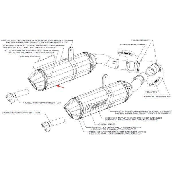 M-HZ04202CL/1 AN|rb` AKRAPOVIC yATCT[Z-TYPE E1dl  10Nȍ~ Z1000AZ1000SX J[{ HDX