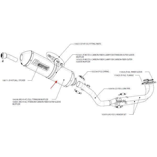 MS-H14C AN|rb` AKRAPOVIC yATCT[ D-TYPE E1 45/400/45 01N-06N T-MAX 500 `^ HDX