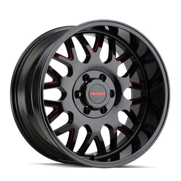 【USA在庫あり】 may8110-2981BTR Mayhem 8110 Tripwire 20x9 / 8x165.1 BP / 0mm Offset / 130.8mm Hub Black w/ Prism Red Wheel SP店