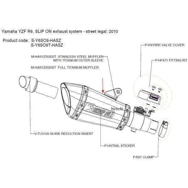 M-HAS1Z00202T AN|rb` AKRAPOVIC yATCT[ ASZ-TYPE E1dl 10N YZF-R6 `^ JPX