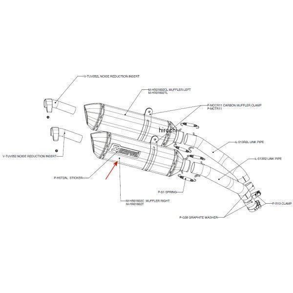 M-HR01602C AN|rb` AKRAPOVIC yATCT[R-TYPE E1dl E 08Nȍ~ nuT GSXR1300 J[{ JPX