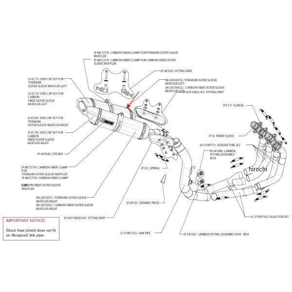 M-Z03505CL AN|rb` AKRAPOVIC yATCT[ Z-TYPE  09Nȍ~ YZF-R1 J[{ (50/300/58) JPX