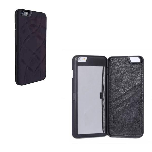 鏡&カード収納付き iPhoneケース iPhone6 Plus/6s Plus用 《ブラック  