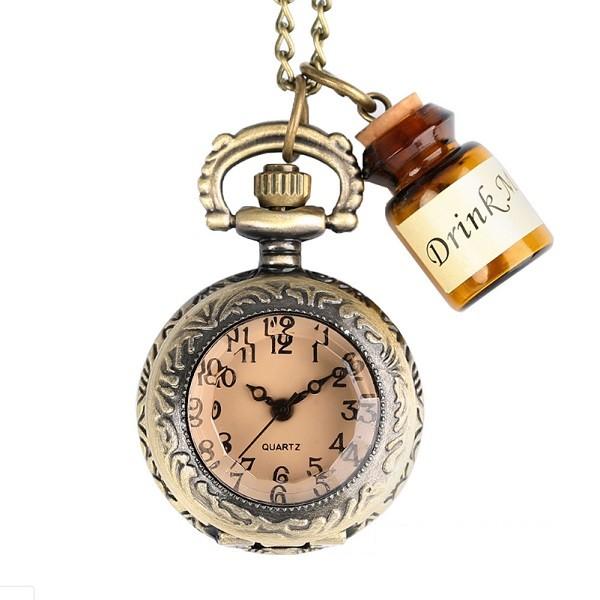 不思議の国のアリス風 懐中時計 Drink Me ボトル付き おしゃれ レディース アンティーク ペンダント 時計 Hiro Land 通販 Yahoo ショッピング