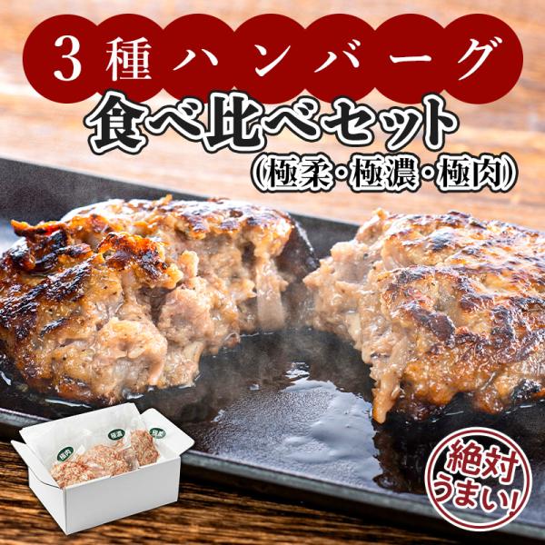 【母の日・父の日ギフト】3種ハンバーグ食べ比べセット（柔・厚・肉感）