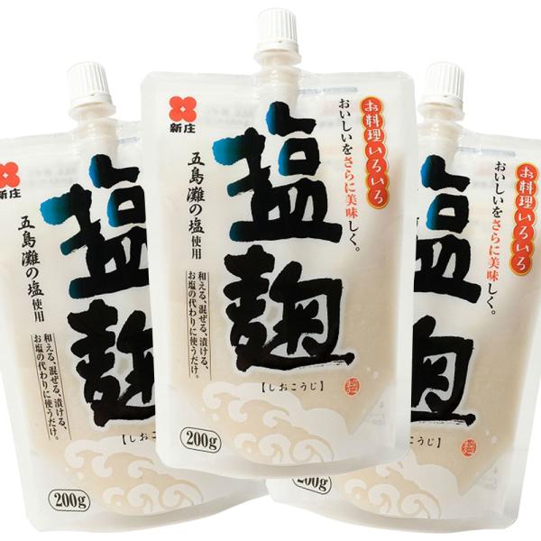 必要量使用できるスパウトタイプ。いろいろな料理に使える万能調味料。肉・魚に塩麹を塗って焼くだけで、旨味が増します。五島灘の塩を使用しています。内容量：200g×3原材料：米こうじ、食塩、酒精食塩相当量：９．９ｇ（１００ｇ当たり）※アレルギー...
