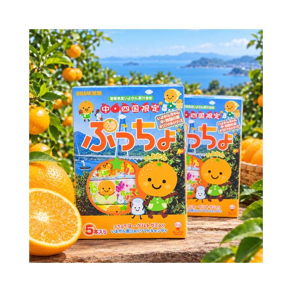 中四国限定　ぷっちょ いよかん 5本入　2箱セット　送料込み　伊予柑 グミ ご当地 限定 お土産 手土産 個包装 ギフト