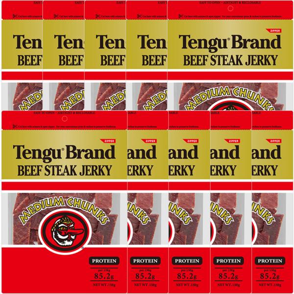 テング ビーフジャーキー ミディアムチャンク レギュラー １５０ｇ １０袋セット 送料無料 おつまみ 天狗