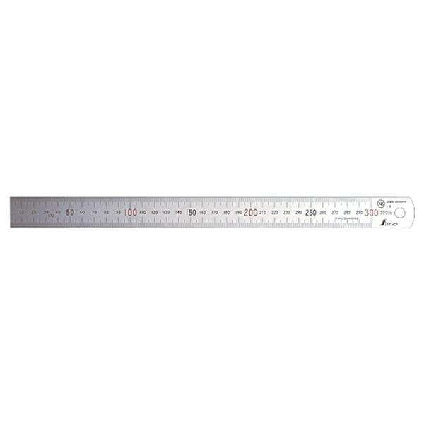 直尺 シルバー 30cm 上下段1mmピッチ 赤数字入 JIS 13463